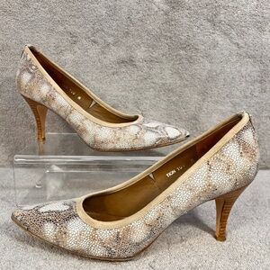 Donald J Pliner Suede Leather Animal Print Pointed Toe Heels 10M Wedding Guest